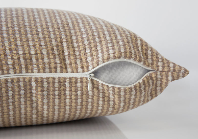 Coussin 1 pièce abstrait à pois taupe foncé et clair