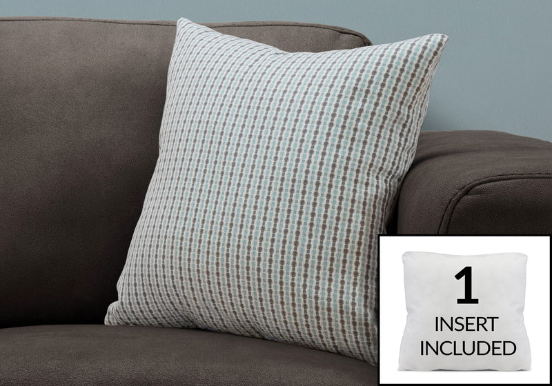 Coussin 1 pièce abstrait à pois gris et bleu clair