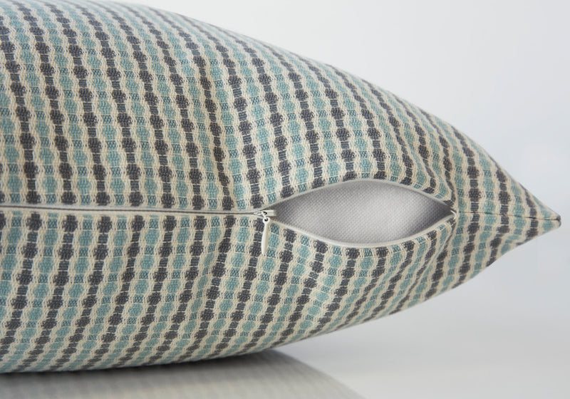 Coussin 2 pièces abstrait à pois gris et bleu clair