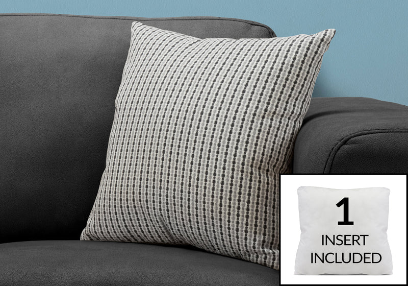 Coussin 1 pièce abstrait à pois noir et gris clair