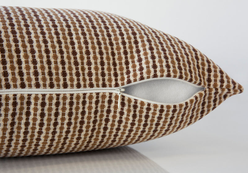 Coussin 2 pièces abstrait à pois brun foncé et clair