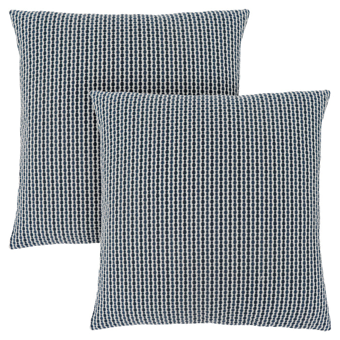 Coussin 2 pièces abstrait à pois bleu foncé et clair