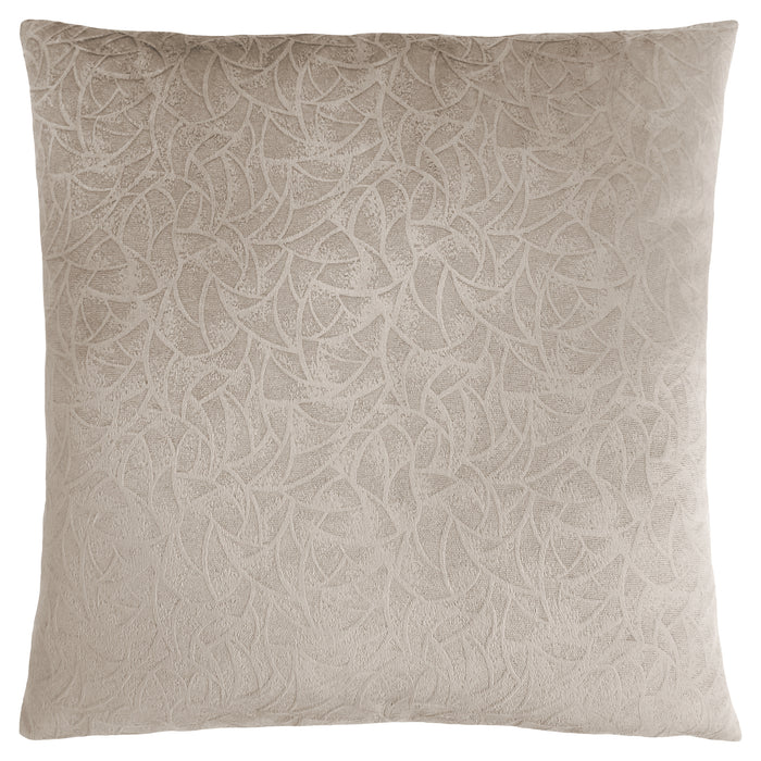 Coussin 1 pièce en velours à motif floral taupe