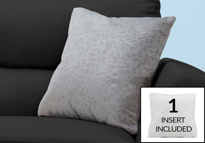 Coussin 1 pièce en velours à motif floral gris clair