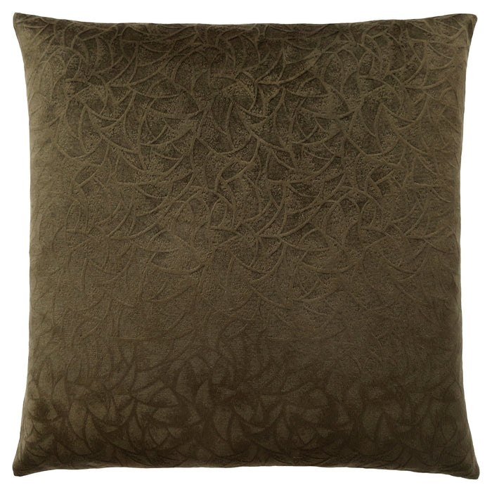 Coussin 1 pièce en velours à motif floral vert foncé