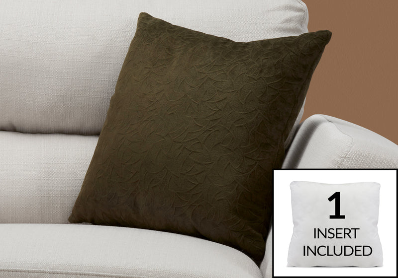 Coussin 1 pièce en velours à motif floral vert foncé