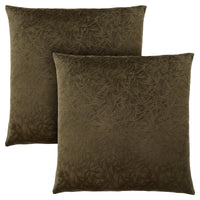 Coussin 2 pièces en velours à motif floral vert foncé
