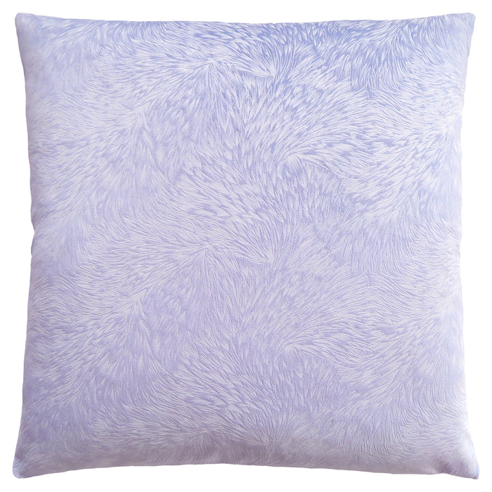 Coussin 1 pièce en velours à motif de plume violet clair