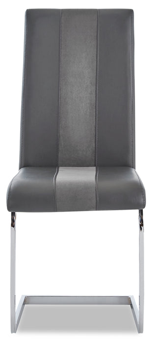 Ensemble de salle à manger Jaye 5 pièces avec table de 63 po (L), dessus en verre, base piédestal et 4 chaises - gris et blanc