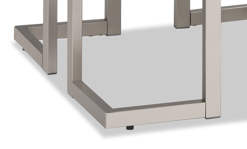 Table de bout moderne Jesse de 22 po - grise et étain avec base en métal