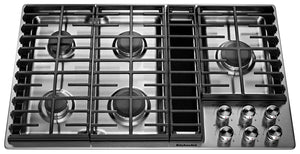 Surface de cuisson à gaz KitchenAid de 36 po à 5 éléments - acier inoxydable - KCGD506GSS