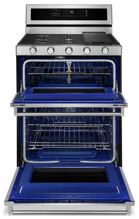 Cuisinière à gaz KitchenAid de 6 pi³ avec autonettoyage et four double - acier inoxydable - KFGD500ESS