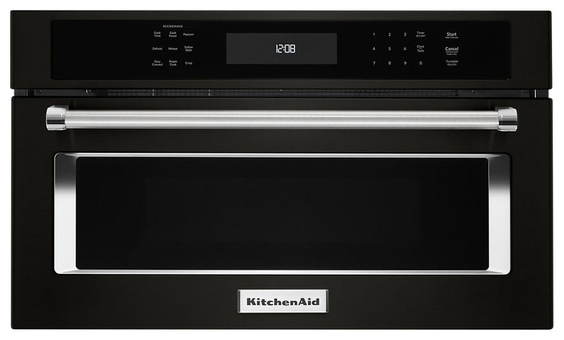 Four à micro-ondes encastré KitchenAid de 1,4 pi³ avec cuisson à 900 W - acier inoxydable noir avec fini PrintShieldMC - KMBP100EBS