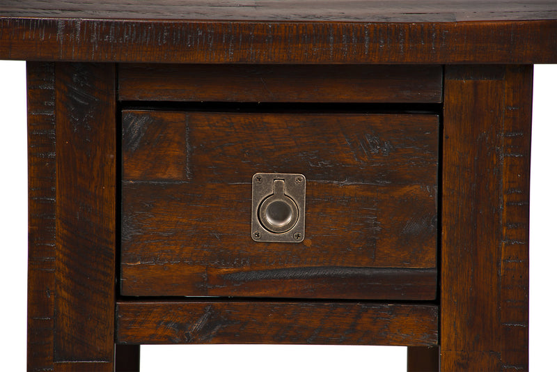 Table de fauteuil rustique Konagrove de 16 po avec rangement et tablette - bois brun foncé