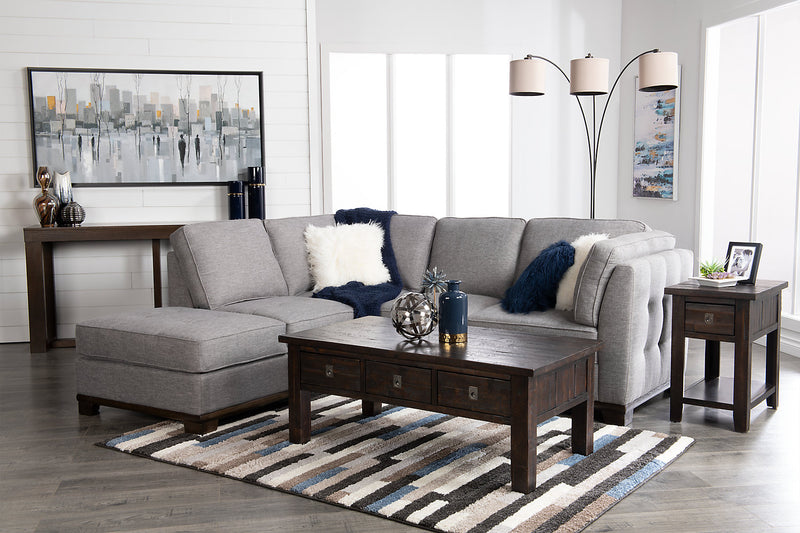 Table de bout rustique Konagrove de 24 po avec rangement et tablette - bois brun foncé