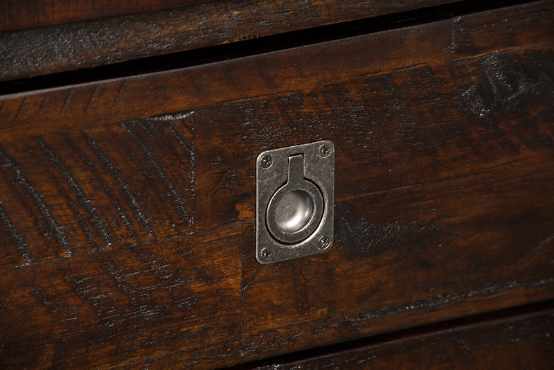 Table de bout rustique Konagrove de 24 po avec rangement et tablette - bois brun foncé