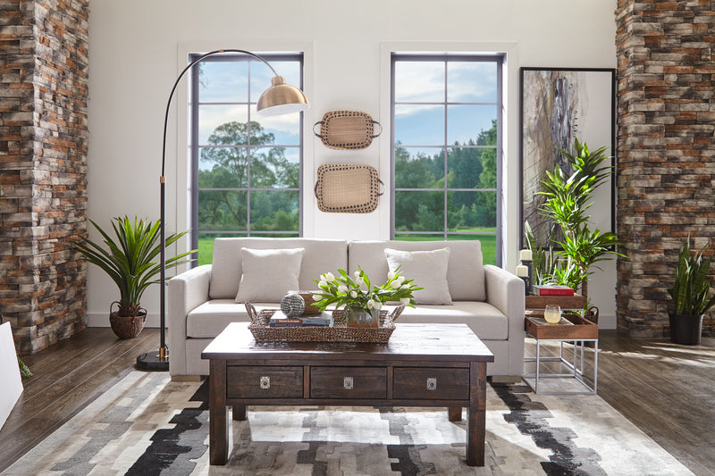 Table à café rustique Konagrove de 48 po avec rangement et roulettes - bois brun foncé