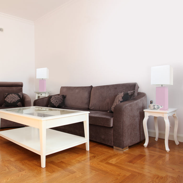 Ensemble 2 lampes de table moderne Elegant Designs en cuir rose tendre