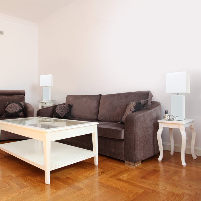 Ensemble 2 lampes de table moderne Elegant Designs en cuir blanc