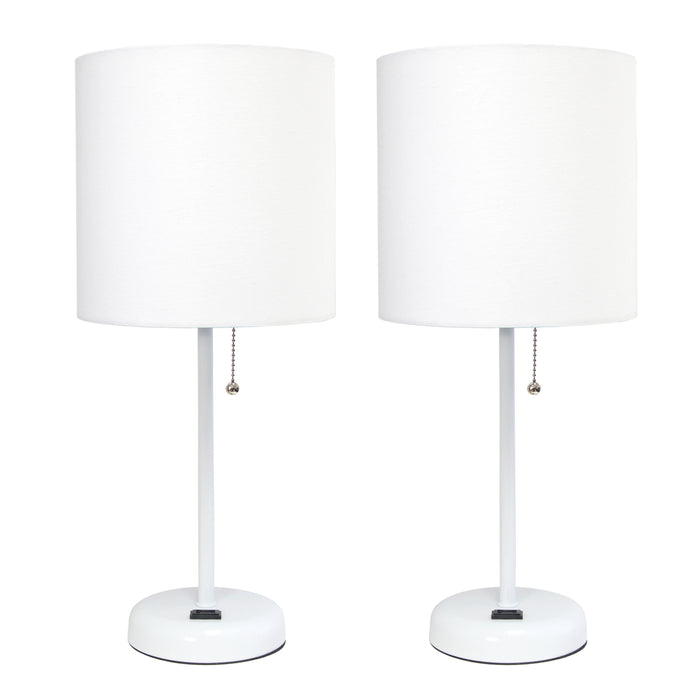 Ensemble 2 lampes Limelights blanches avec pied mince blanc et prise de recharge