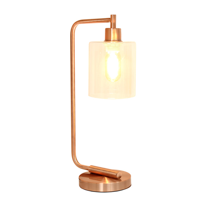 Lampe de bureau/de travail Bronson de type lanterne Simple Designs industrielle en fer style antique, or rose
