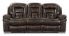 Sofa inclinable Leo de 87,5 po en tissu d’apparence cuir - brun noyer 