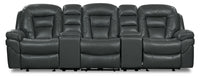  Sofa sectionnel à inclinaison électrique Leo 5 pièces de style cinéma maison en tissu d’apparence cuir avec consoles de rangement - gris