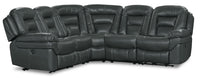  Sofa sectionnel à inclinaison électrique Leo 5 pièces en tissu d’apparence cuir - gris