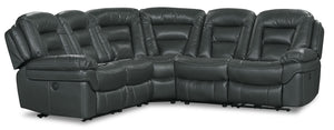 Sofa sectionnel à inclinaison électrique Leo 5 pièces en tissu d’apparence cuir - gris