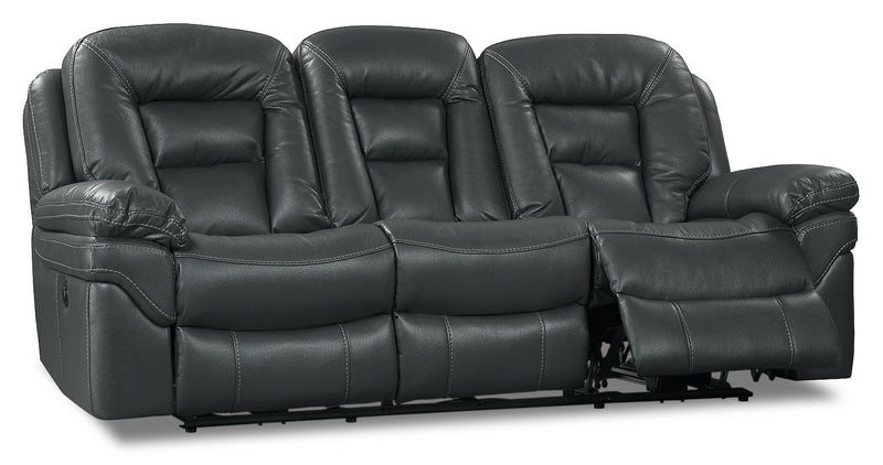 Sofa à inclinaison électrique Leo de 87,5 po en tissu d’apparence cuir - gris