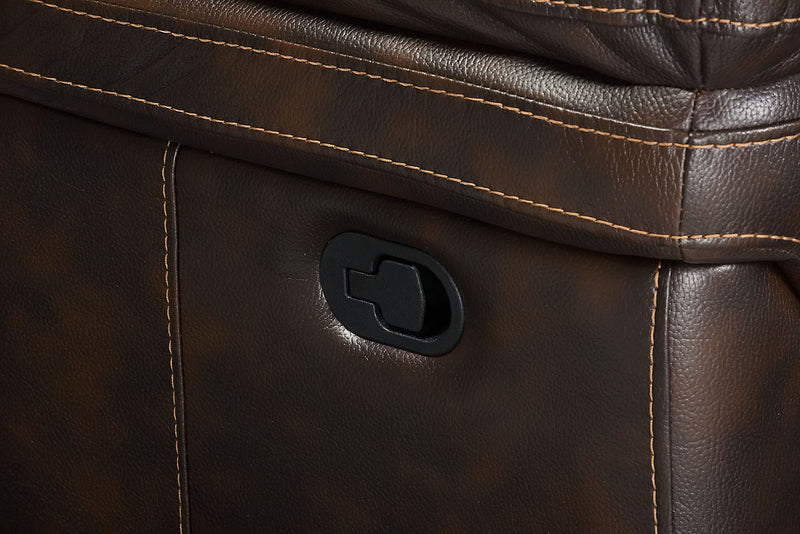 Sofa inclinable Leo de 87,5 po en cuir véritable - brun noyer