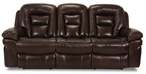 Sofa inclinable Leo de 87,5 po en cuir véritable - brun noyer