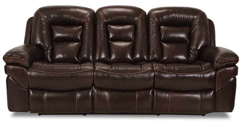 Sofa inclinable Leo de 87,5 po en cuir véritable - brun noyer