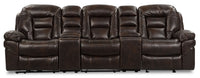  Sofa sectionnel à inclinaison électrique Leo 5 pièces en similicuir avec consoles de rangement et porte-gobelets - brun noyer