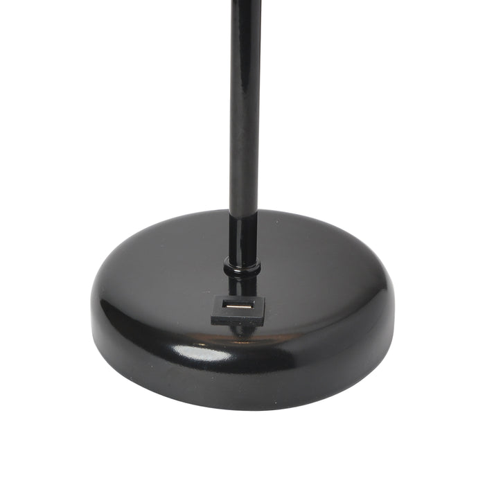 Lampe de table Limelights blanche avec pied mince noir et port de recharge USB