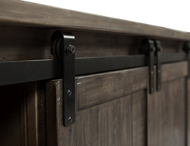 Meuble audio-vidéo mural rustique Madison 3 pièces de 104 po avec rangement et système de gestion des câbles pour téléviseurs jusqu’à 65 po - brun