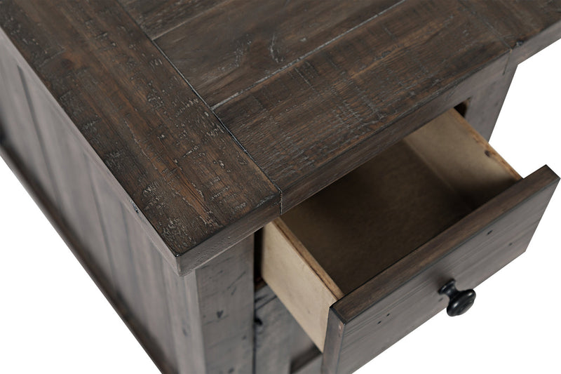 Table de fauteuil rustique Madison de 16 po avec rangement - bois brun-gris