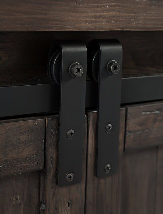 Table à café rustique Madison de 50 po avec rangement, tablette et roulettes - bois gris-brun