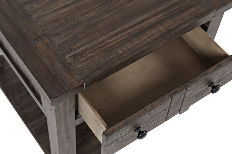 Table de bout rustique Madison de 24 po avec rangement et tablette - bois gris-brun