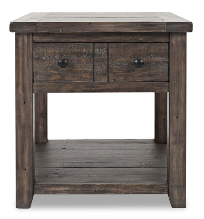 Table de bout rustique Madison de 24 po avec rangement et tablette - bois gris-brun