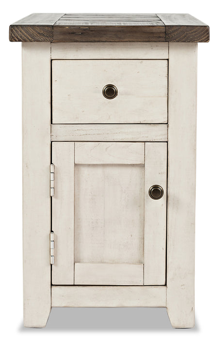 Table de fauteuil rustique Madison de 16 po avec rangement - bois blanc