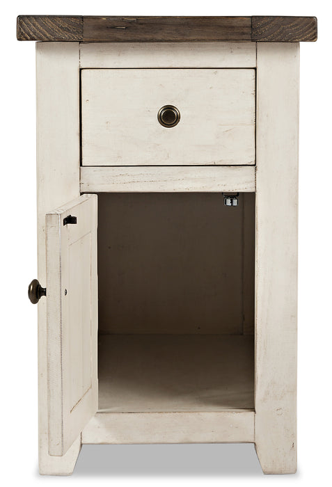 Table de fauteuil rustique Madison de 16 po avec rangement - bois blanc