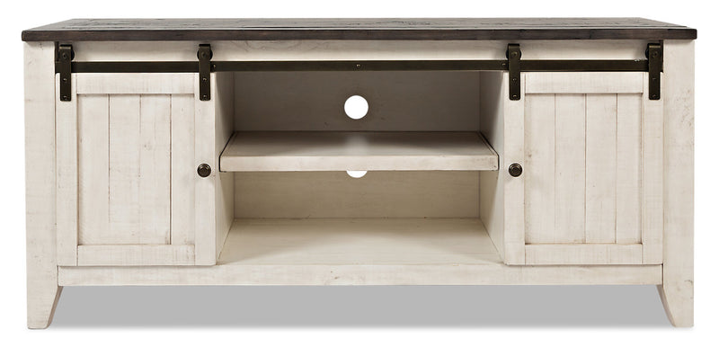 Meuble pour téléviseur rustique Madison de 60 po avec rangement et système de gestion des câbles pour téléviseurs jusqu’à 65 po - blanc
