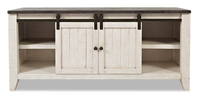 Meuble pour téléviseur rustique Madison de 60 po avec rangement et système de gestion des câbles pour téléviseurs jusqu’à 65 po - blanc