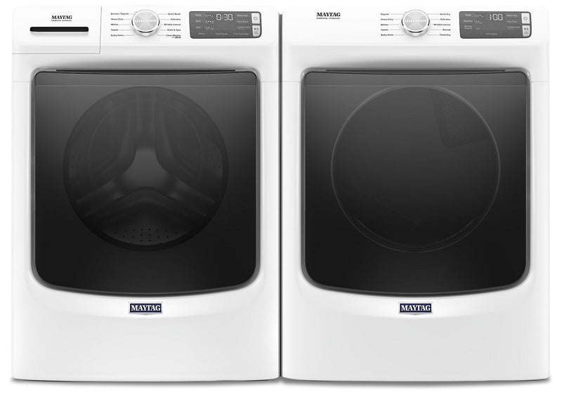 Laveuse frontale 5,2 pi3 avec Extra Power et sécheuse gaz 7,3 pi³ Maytag - blanches