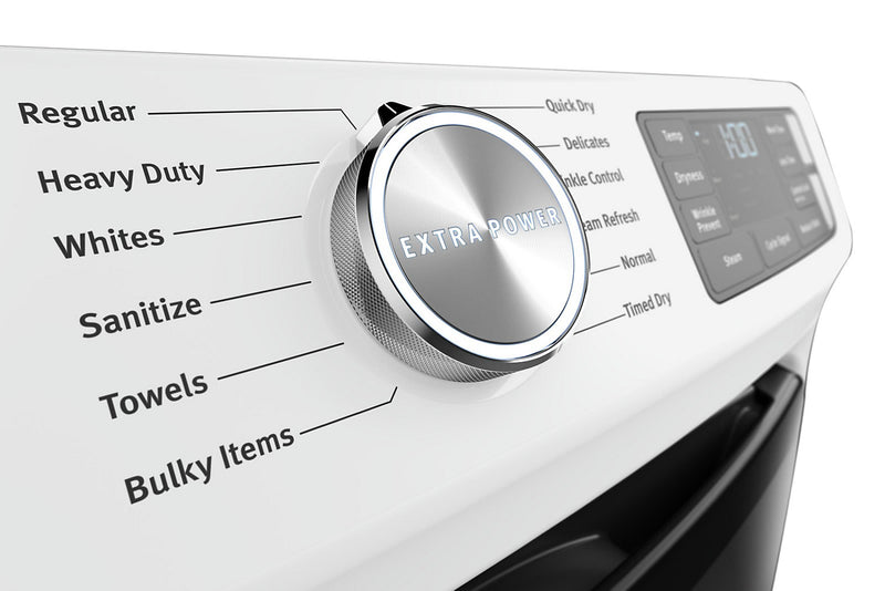 Laveuse frontale 5,5 pi3 avec Extra Power et sécheuse gaz vapeur 7,3 pi³ Maytag - blance