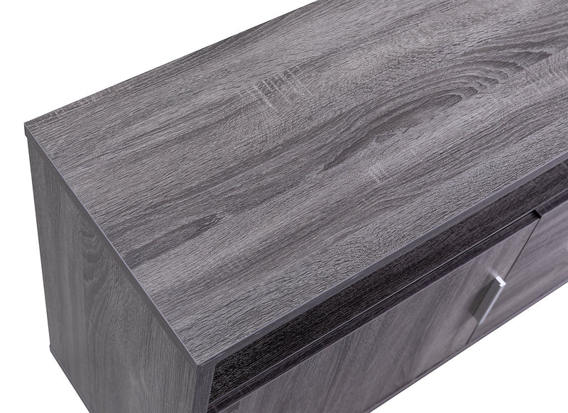 Meuble audio-vidéo Malibu 2 pièces de 72 po avec rangement et système de gestion des câbles pour téléviseurs jusqu’à 80 po - gris vieilli