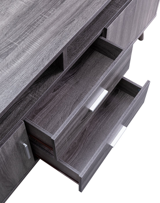 Meuble audio-vidéo Malibu 2 pièces de 72 po avec rangement et système de gestion des câbles pour téléviseurs jusqu’à 80 po - gris vieilli