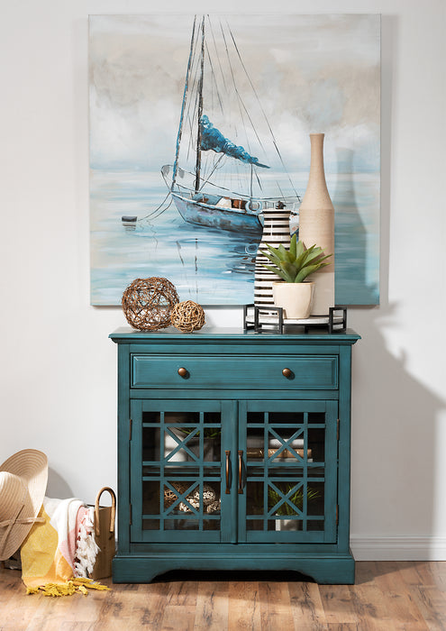 Armoire décorative Marseille de 32 po avec tiroir - bleu antique