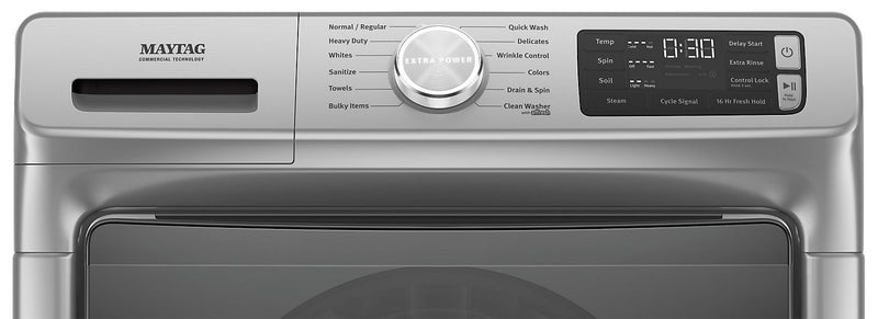 Laveuse frontale 5,5 pi3 avec Extra Power et sécheuse gaz vapeur 7,3 pi³ Maytag - ardoise
